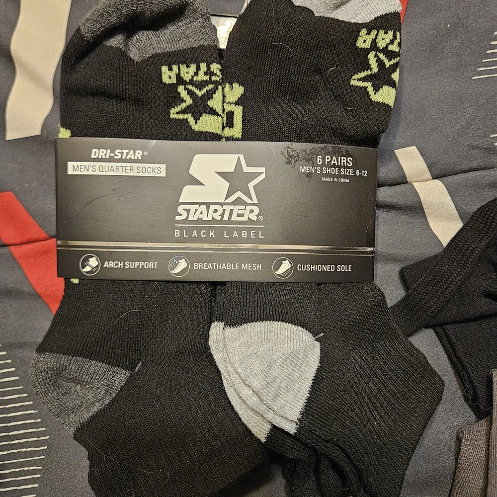 STARTER Black Label Men's Quarter Socks - Black and Green